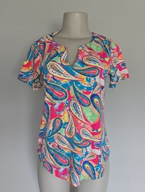 Lulu B colorful paisley print short sleeve top-S